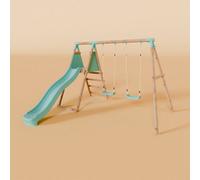 Waltons Double Wooden Swing Set With Slide - Mossy Hollow I