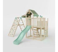 Waltons Extended Climbing Frame With Step Up, Single Swing & Climbing Wall - Maplewood V