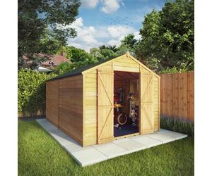 Waltons Garden Shed 12 X 8 Overlap Apex Double Door Windowless Wooden Outdoor Storage Building
