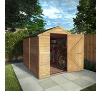 8' x 6' Outdoor Wooden Overlap Windowless Single Door Apex Roof Garden Storage Shed - Brown - Waltons