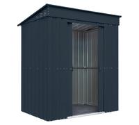 Waltons Globel 6 X 4 Metal Pent Garden Storage Shed Sliding Doors - Grey