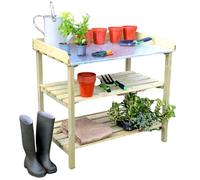 WALTONS | Wooden 1m Potting Bench | Garden Plant Table | 3 Shelves | Gardening Worktop | Pressure Treated | Rectangular | 15 Year Anti Rot Guarantee