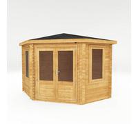Waltons Wooden 3M X 3M Corner Log Cabin Summerhouse Garden Room - 28mm Double Glazed