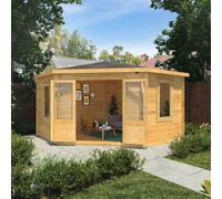 3m x 3m Corner Wooden Garden Room Log Cabin - 44mm Log Boards - Waltons