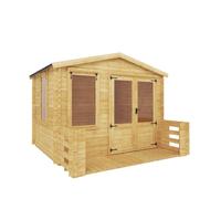 WALTONS | Wooden Log Cabin 3.3m x 3.4m with Veranda | 19mm Interlocking Tongue and Groove Boards | Garden Room | Apex Roof |