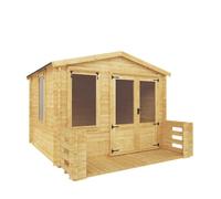WALTONS Wooden Log Cabin 3.3m x 3.7m with Veranda | 19mm Interlocking Tongue & Groove Timber | Garden Room, Apex Roof | Durable Outdoor Cabin for Relaxation & Storage