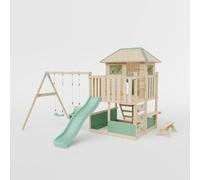 Waltons Wooden Outdoor Kids LittleSummit Large Tower Playhouse with Double Swing & Toddler-Friendly Features | Pressure-Treated Timber Garden Playset for Children | Handmade in the UK