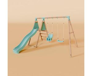 Waltons Wooden Swing Set with Slide - Outdoor Kids 2 Swings & Toddler-Friendly Features | Pressure-Treated Timber Garden Playset for Children | Handmade in the UK