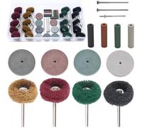 Waltool 39Pcs Polishing Wheels Set for Rotary Tool, 1 inch Souring Pad Abrasive Buffing Brush with 1/8" Shank and 4 Colors Rubber Polish Wheel for Remove Rust Clean Paint Auto Detailing