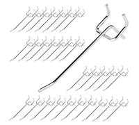 Waltool 40Pcs 4" /100mm Stainless Steel Pegboard Display Hooks Bulk Set, Silver Garage Organization Peg Wall Hook Metal Slatwall Panel Hook Fit 1/8 and 1/4 Inch Pegboard for Retail
