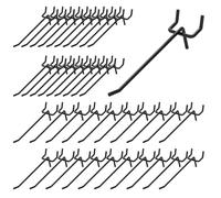 Waltool 40Pcs 6" /150mm Stainless Steel Pegboard Display Hooks Bulk Set, Black Garage Organization Peg Wall Hook Metal Slatwall Panel Hook Fit 1/8 and 1/4 Inch Pegboard for Retail