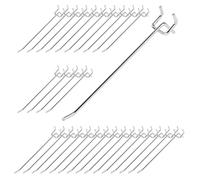 Waltool 40Pcs 8" /200mm Stainless Steel Pegboard Display Hooks Bulk Set, Silver Garage Organization Peg Wall Hook Metal Slatwall Panel Hook Fit 1/8 and 1/4 Inch Pegboard for Retail