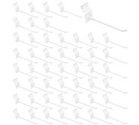 Waltool 50Pcs 6 Inches White Slatwall Panel Hooks Bulk Set, Metal Slat Wall Hanging Display Hanger Hooks, Pegboard Organizer for Gridwall Garage Shop Retail