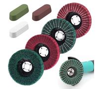 Waltool 7Pcs Red & Green Nylon Fiber Flap Discs with Buffer Polishing Cutting Compounds Set, 120 180 240 320 Grit Sanding Grinding Buffing Wheels for Angle Grinder Polishing Tools