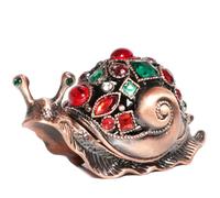 Waltz&F Bronze snail Figurine Collectible Hinged Trinket Box Bejeweled Hand-painted Ring Holder