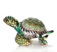 Waltz&F Diamond turtles Hinged Trinket Box Hand-painted Animal Figurine Collectible (green)
