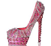 Waltz&F Pink diamond leopard high heels Trinket Box Hinged Hand-painted Figurine Collectible Ring Holder