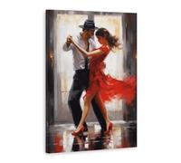WALUDVLK Couple Dancing Canvas Wall Art Prints Romantic Tango Dancers Vintage Poster House Warming Gift for Lovers or Special Couple Great for an Anniversary or Engagement, UNFRAMED 16x24inch