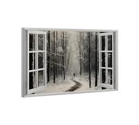 WALUDVLK Winter Forest Wall Art Aesthetic Woodland Snow Scene Outside the Window Canvas Art Paintings Snow Forest Natural Scenery Poster for Living Room Bedroom Dorm Decor, UNFRAMED 16x24inch