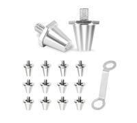 WALWAL 12 Pcs Football Shoe Studs Replacement Kit with Wrench High Hardness Aluminum Cleat Spikes Kit Suitable for Soccer Cleats, Running Spikes, and Rugby Cleats(Silver, 13mm*8+15mm*4)