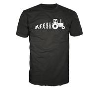 Wamake Farmer Evolution Funny Agriculture Tractor Farm Farming T-Shirt BlackL