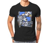 Wamake Friendship Gabumon Man's Tshirt Digital Monster Manga O Neck Short Sleeve 100% Cotton T Shirt Humor Birthday Gifts Black Casual Round Neck T Shirt Black M
