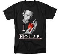 Wamake House M.D Md I Heart House Men Adult T-Shirt Casual Round Neck T Shirt Black M