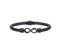 Wamantic Men's Personalised Leather Infinity Bracelet - Custom Charm Gift for Him Dad Grandad Husband Men's Jewellery for Birthday Father’s Day Anniversary Couples (21cm)