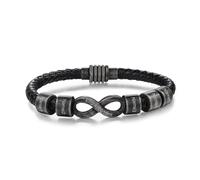 Wamantic Men's Personalised Leather Infinity Bracelet - Custom Charm Gift for Him Dad Grandad Husband Men's Jewellery for Birthday Father’s Day Anniversary Couples (Mens Bracelet-5 beads)