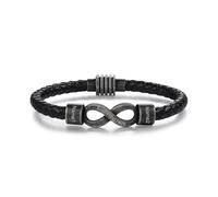 Wamantic Men's Personalised Leather Infinity Bracelet - Custom Charm Gift for Him Dad Grandad Husband Men's Jewellery for Birthday Father’s Day Anniversary Couples (Mens Bracelet-2 beads)