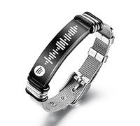 Wamantic Personalised Bracelet for Men Customised Spotify Code Bracelet Personalised Engraved Name Photo Link Bracelet Gift for Son Father Boyfriend(style 2)