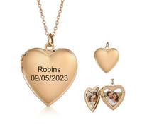 Wamantic Personalised Lockets Necklace for Women - Necklace with Photo Inside Silver/Gold/Rose Gold Custom Name Jewellery Gifts for Women Mum Daughter Girl Sister Her (Text-Rose Gold)