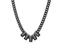 Wamantic Personalised Name Necklace for Men Stainless Steel Cuban Link Chain Engraved Name Black/Silver Necklace Gift for Dad Husband Boyfriend (A-5 name)