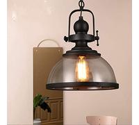 WAMBAS 1-Light Retro Outdoor Chandelier Clear Glass Shade Black Industry Hanging Porch Light Exterior Pendant Lighting for Gazebo Patio Kitchen Dining Bedroom
