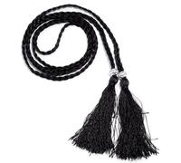 Wambere 1 Piece Women's Braided Waist Belt Fringe Belt Waist Rope Cord Belt Thin Tassel Braided Tassel Belt Woven Tassel Chain Belt for Women Dresses, Army Green, black, One Size