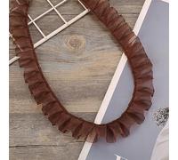 Wambere 10 Yards 2.5cm Lace Ribbon Ruched Ruffle Lace Trim Elastic Fabric Lace Trim, Vintage Lace Trims Decor, for DIY Sewing Crafts Wedding Decor Scrapbooking Gift Wrapping,Brown