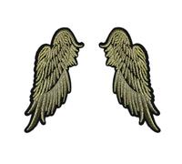 Wambere 3 Pairs of Sequins Angel Wings Iron-On Patches, Enwing Embroidered Appliques, Iron-On Patches for Sew-On for DIY Clothing Decoration, 3.8 x 9.4 cm, Gold