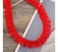 Wambere 5 Yards 2.5 cm Lace Ribbon, Ruffled Lace Trim, Elastic Fabric, Lace Trim, Vintage Lace Trimming, Decoration, for DIY Sewing Crafts Wedding Decoration Scrapbooking Gift Wrapping, Red