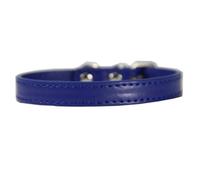 Wambere Colourful Collars in Various Sizes Dog Collars Cat Collar Dog Collar for Dogs Made of Leather, for Puppies, Small, Medium Dogs, Cats, Adjustable Collar, Dark Blue, 1.5 x 37 cm