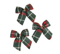 Wambere Pack of 10 Bows Christmas Tree, Bow, Decorative Bell, Tree Decoration, Decoration for Decorations, Wedding, Birthday, Christmas, Green Checked