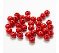 Wambere Pack of 200 Diameter 12 mm Colourful Wooden Beads Round Wooden Beads Craft Beads for Threading Scattered Beads Wooden Beads with Hole for DIY Bracelets Necklaces Jewellery Making, Red