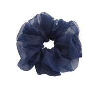 Wambere Pack of 3 Hair Bobbles Hair Accessories Chiffon Organza Hair Rings Hair Scrunchie Large Hold Elastic Hair Wiggle for Girls & Women, Navy Blue B