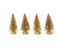 Wambere Pack of 4 4.5 cm x 10.5 cm Artificial Mini Christmas Tree, Miniature Christmas Tree, Desktop Decorations, Winter Decorations, Christmas Ornaments, Christmas Decorations, Gold B