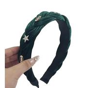 Wambere Women's Velvet Headband with Pentagram, Vintage Twist Hair Band, Braided Headband, Hair Accessories, Twisted Knotted Headband Headpiece for Daily Wear, Dark Green