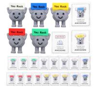 WAMEITF 25 Sets Motivational Stones Figurine, Mini Rubber You Rock Active Figures, Tiny You Rock Stone Sculpture, Miniature Encouragement Stone Statue for Coworkers Employee Teacher Office(25 sets)