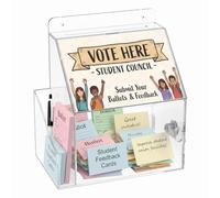 WAMEITF Acrylic Suggestion Box with 2 Keys and Lock, Wall Mounted Donation Box with Card Slot and Side Pen Holder, Office Ballot Collection Boxes for Voting ,Commenting and Charity