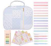 WAMEITF Bible Study Kit, Bible Journaling Supplies Include Storage Bag, Ballpoint Pens, Highlighters, Bookmarks, Labels, Study Supplies Journaling Kit Present for Women Christian Gifts (Checkered)