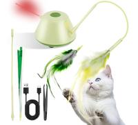 WAMEITF Interactive Cat Toys, 3 Self Moving Modes 2 Tails and 2 Toy Detachable Feather Toy Low Noise, Activated by Touch, Electric Pet Toys for Cats to Play on Many Different Surfaces