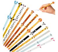 WAMEITF Set of 24 Erasable Gel Pens with Safe Erasable Ink, 0.7mm Smooth Tip, 12 Lovely Animal Patterns Barrel Designs with Dedicated Rubber Head for Daily Writing and Collection