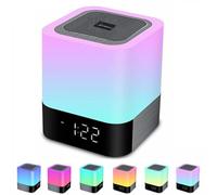 WamGra Wireless Bluetooth Speaker with Touch Control Bedside Lamp,Alarm Clock,MP3,Portable Smart LED Touch Sensor Table Lamp Dimmable RGB Multi-Color Changing Night Lights, All in 1
